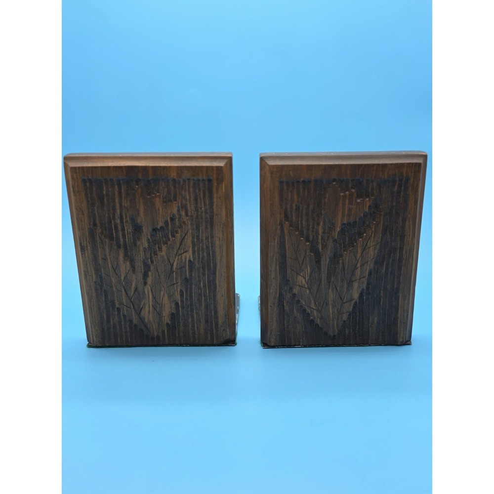 Pair Of Vintage Wooden Bookends Tulips Floral Design